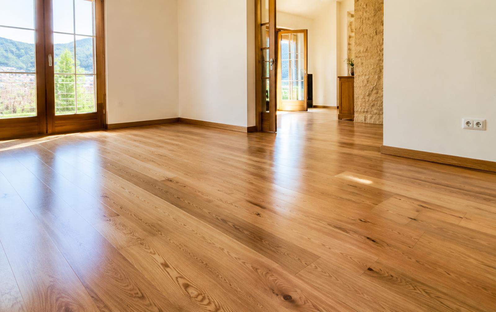 Suelo de parquet renovado en una vivienda luminosa